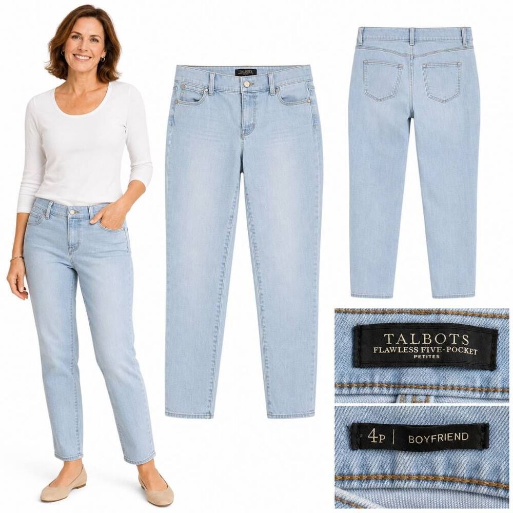 Talbots Flawless Five Pocket Boyfriend Jeans 4P Light Wash